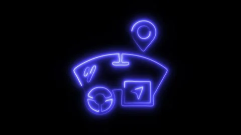 Glowing Driverless Icon and Symbol in HD Video Neon Stock Footage 304559491