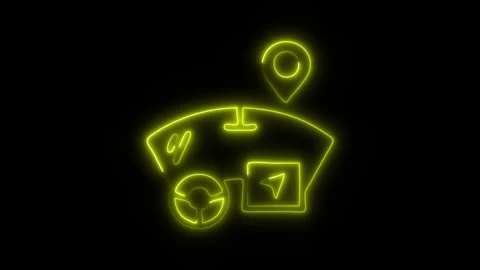 Glowing Driverless Icon and Symbol in HD Video Neon Stock Footage 304559496