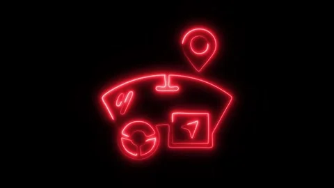 Glowing Driverless Icon and Symbol in HD Video Neon Stock Footage 304559498
