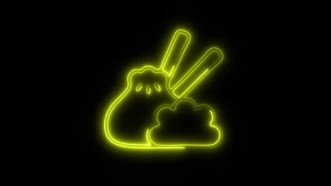 Glowing Dumplings Icon in HD Video Neon Animation 스톡 동영상 304554659