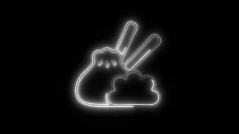 Glowing Dumplings Icon in HD Video Neon Animation 库存影片 304556380