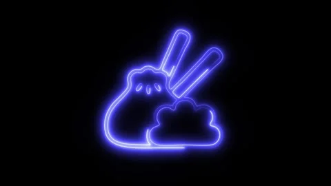 Glowing Dumplings Icon in HD Video Neon Animation Video stock 304556382