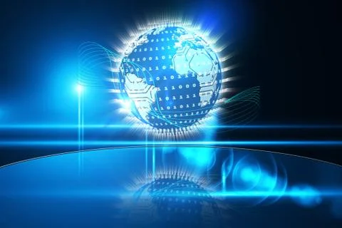 Glowing earth with binary code Stock Illustration