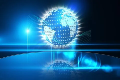 Glowing earth with binary code Stock Illustration