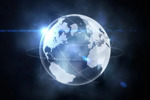 Glowing earth with binary code Foto stock