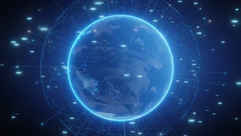 Glowing Earth with Global Network Connections Stock Footage 296282068