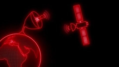 Glowing earth with satellite dish and orbiting satellite showing global com.. Vídeo Stock 337080109