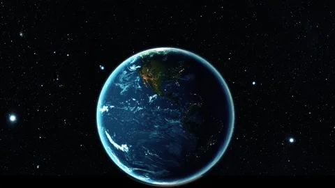Glowing earth seen from space with stars in the dark background, showing bl.. 動画素材 337080262