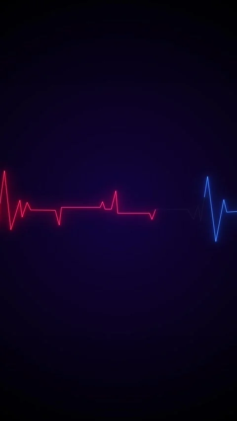 Glowing ECG pulse waveform deep background warning light, signal path, fading he Stock Footage 340416234