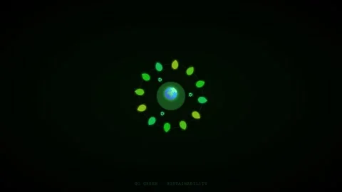 Glowing Eco Leaf Circle Animation Stock Footage 340365118