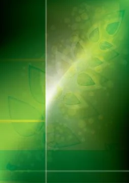 Glowing ecology background template with leaf pattern, vector illustration Stock Illustration