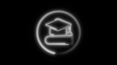 Glowing Education Icon in HD Video Neon Animation Stock Footage 304556331