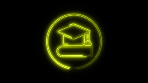 Glowing Education Icon in HD Video Neon Animation 스톡 동영상 304556335