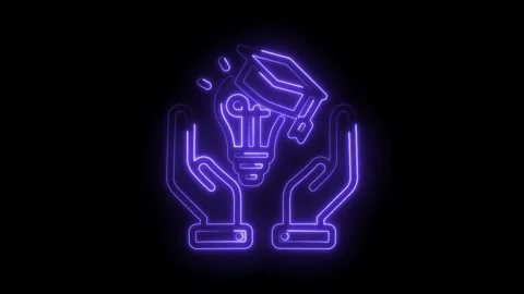 Glowing education idea concept animation shows hands holding lightbulb and .. Stock Footage 346007616