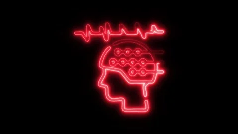 Glowing EEG Icon and Symbol in HD Video Neon Video stock 304556737