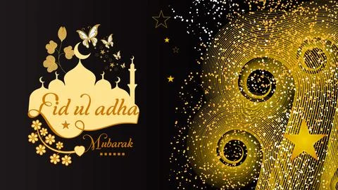 Glowing Eid Mubarak background for Eid ul Adha celebration. Kurban Mubarak .. 스톡 일러스트