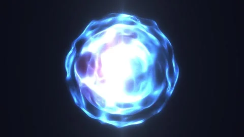 Glowing electric blue energy orb with a bright core and fluid plasma shell Stock Footage 330593493