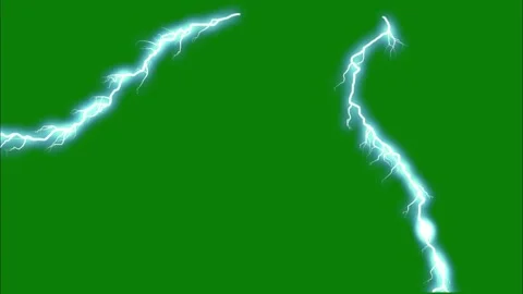 Glowing Electric Current and Cyan Lightning Bolt Arc on Green Screen Vídeos de archivo 334988225