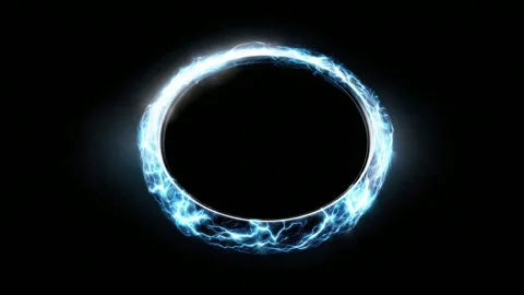 Glowing electric energy ring on black background, abstract object animation.. Stockbeeldmateriaal 342040959