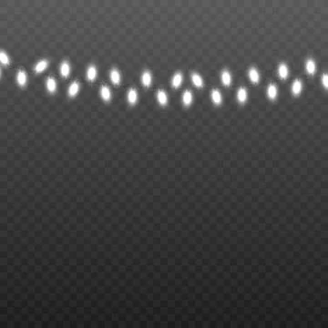 Glowing electric light garland on string realistic vector illustration isolated. Stock Illustration