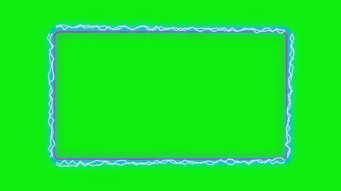 Glowing electric lightning frame rectangle shape with bright blue energy sp.. Stock Footage 341179790