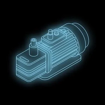 Glowing electric motor rotating on dark background Stock Illustration
