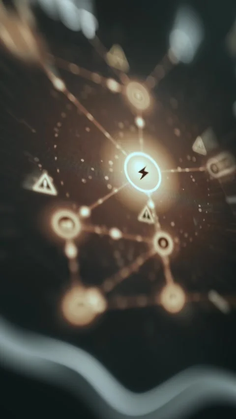 Glowing Electrical Fault Node on Network Map Stock-Footage 338396969