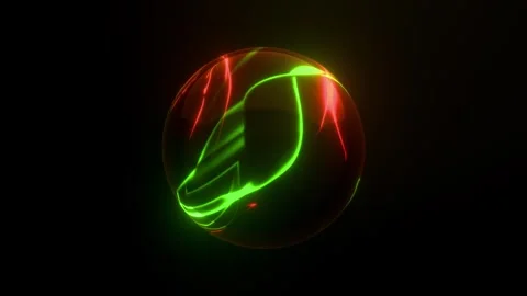 Glowing electromagnetic energy sphere in motion, loop animated Video stock 329617308