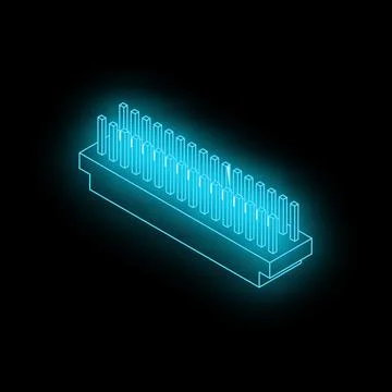 Glowing electronic integrated circuit on black background Stock Illustration
