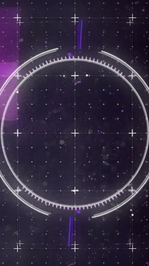 Glowing elements and grid animation in futuristic circular interface Stock Footage 319975987