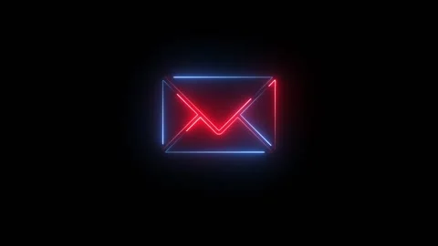 Glowing email envelope icon neon line animation Isolated on black background Stock Footage 320473832