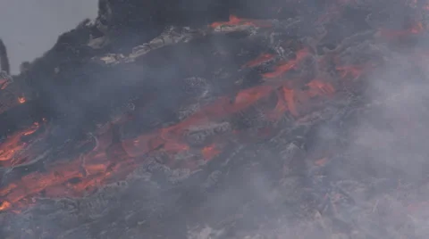 Glowing embers and smoke Stock Footage 59128307