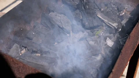 Glowing Embers in Brazier Stock Footage 293158302