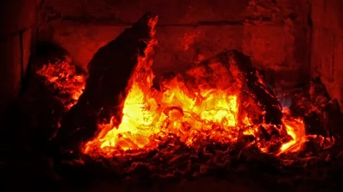 Glowing embers in a fireplace - close up Stock-Footage 104464560