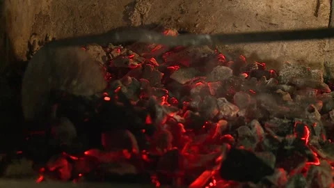 Glowing Embers in Stone Oven Video stock 306185870