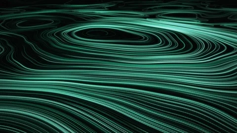 Glowing emerald green lines moving across floor in waves Stock Footage 347361560