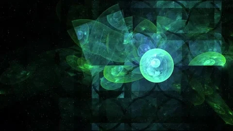Glowing Emerald Sphere and Futuristic Geometric Grid Loop Stock Footage 346131472