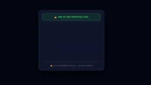 Glowing end-to-end encrypted chat messaging interface UI with zero-knowledg.. Stock Footage 343507464