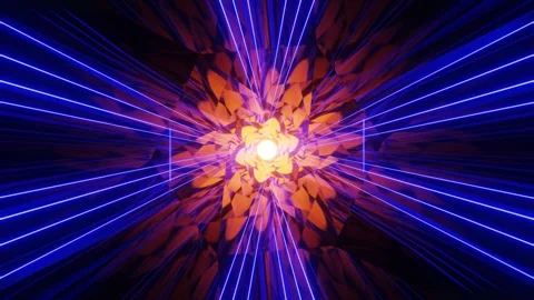 Glowing endless loop 3D tunnel. Slowly flying in a tunnel towards the sun. Stock Footage 300657629