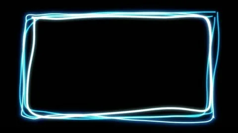 Glowing Energetic Blue Neon Rectangle Sequence with Matte Stock Footage 22416216