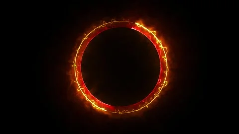 Glowing energy fiery circle frame loop animation for gaming overlay, and intro Stock Footage 333920811