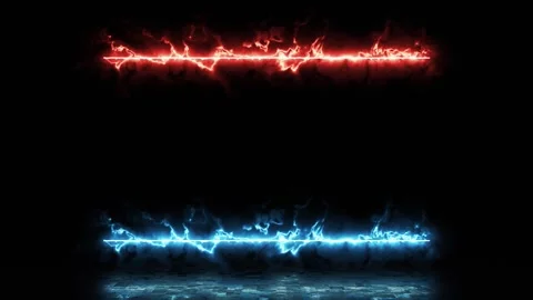 Glowing energy frame in red and blue light animation loop on black background Stock Footage 336490855