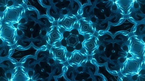 Glowing Energy Kaleidoscope - Long Loop - Electric Teal Stock Footage 304047642