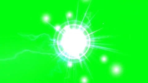 Glowing Energy Orb with Lightning Rays Green Screen Chroma Key Stock Footage 341261964