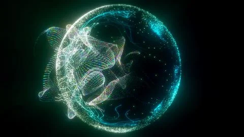 Glowing Energy Orb Sphere Global Digital Network Abstract Particle Background Stock Illustration