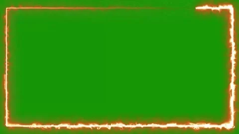 Glowing Energy Rectangle Animation | Fiery Ring Frame Motion Graphics Overlay Stock Footage 340224538