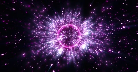 Glowing energy sphere made of particles and dots emits rays of light Stock Footage 246867450