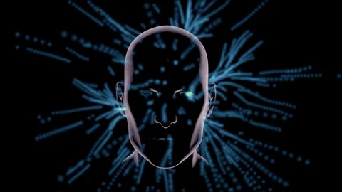 Glowing energy trails emanating from face . 3d animation Stock-Footage 120384465