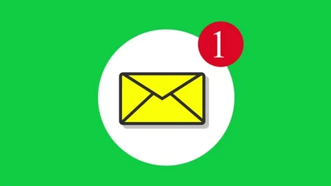 A glowing envelope icon with a notification badge on screen. Stock Footage 299045414