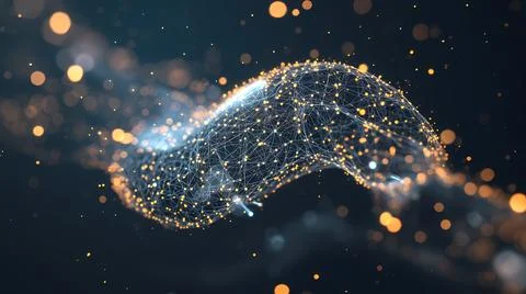 Glowing Enzyme Paths in Semi-Transparent Pancreas Stock Illustration